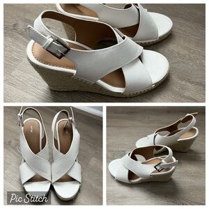 Women's White Espadrille Wedge Sandals